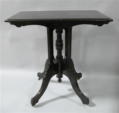 Appraisal: VICTORIAN MAHOGANY CENTER TABLE Painted black with valanced skirt and