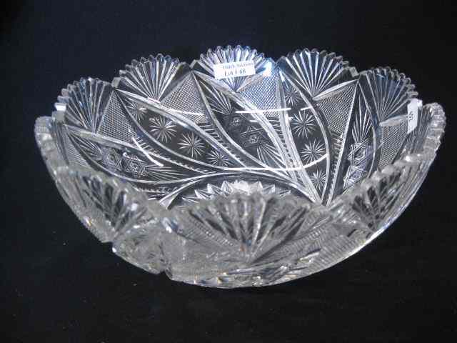 Appraisal: Cut Glass Bowl pinwheel swirl design fan border '' excellent