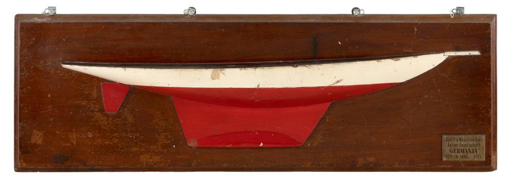 Appraisal: MOUNTED BUILDER S HALF HULL MODEL LATE TH CENTURY BACKBOARD