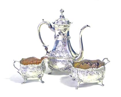 Appraisal: Whiting sterling silver three piece coffee serviceComprising a coffee pot