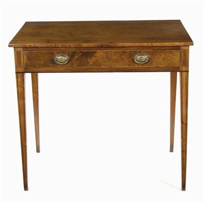 Appraisal: A George III mahogany side table inlaid stringing the flame