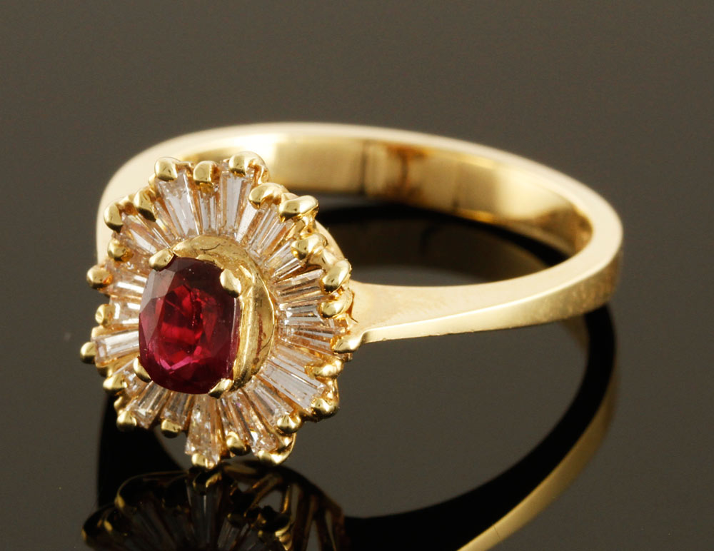 Appraisal: - K Gold Diamond and Ruby Ring K yellow gold