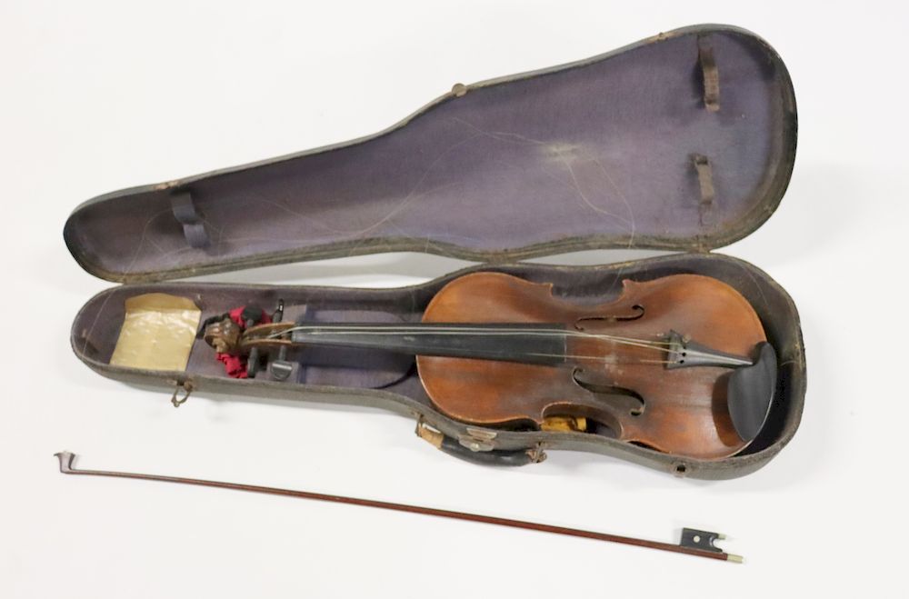 Appraisal: Antique Violin And Bow In Hard Case Marking on inside