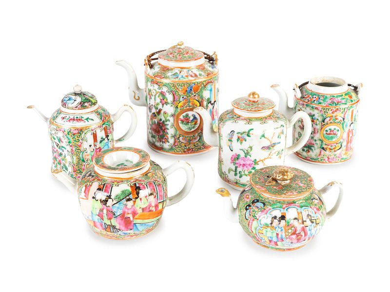 Appraisal: A Collection of Six Chinese Famille Rose Diminutive Teapots Height