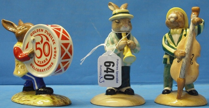 Appraisal: Royal Doulton Bunnykins Figures Double Bass Player DB Drummer DB