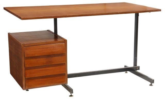 Appraisal: Italian mid-century modern teak writing desk c s large rectangular