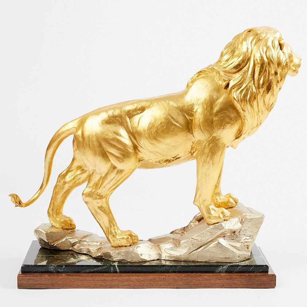 Appraisal: Rip Caswell Pride of Africa Gilt Bronze Lion Sculpture Rip