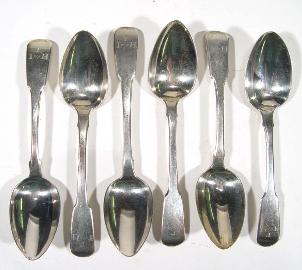 Appraisal: Set of six Georgian silver teaspoons London