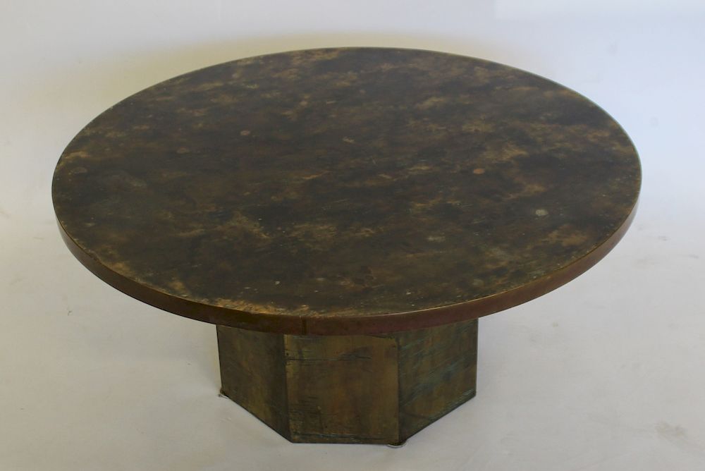 Appraisal: MIDCENTURY Phillip Kelvin Laverne Signed Bronze Coffee Table From a