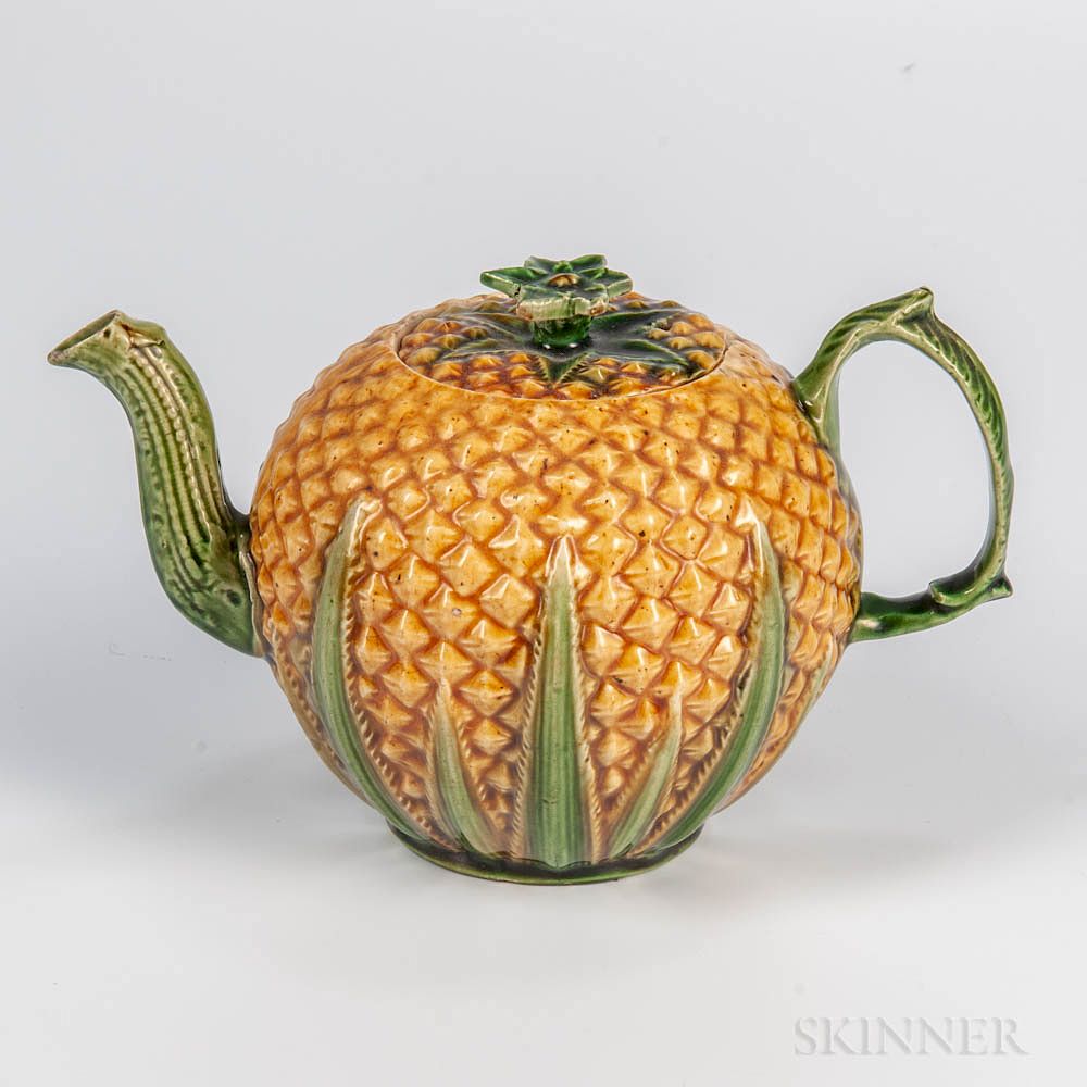 Appraisal: Staffordshire Creamware Pineapple Teapot and Cover Staffordshire Creamware Pineapple Teapot