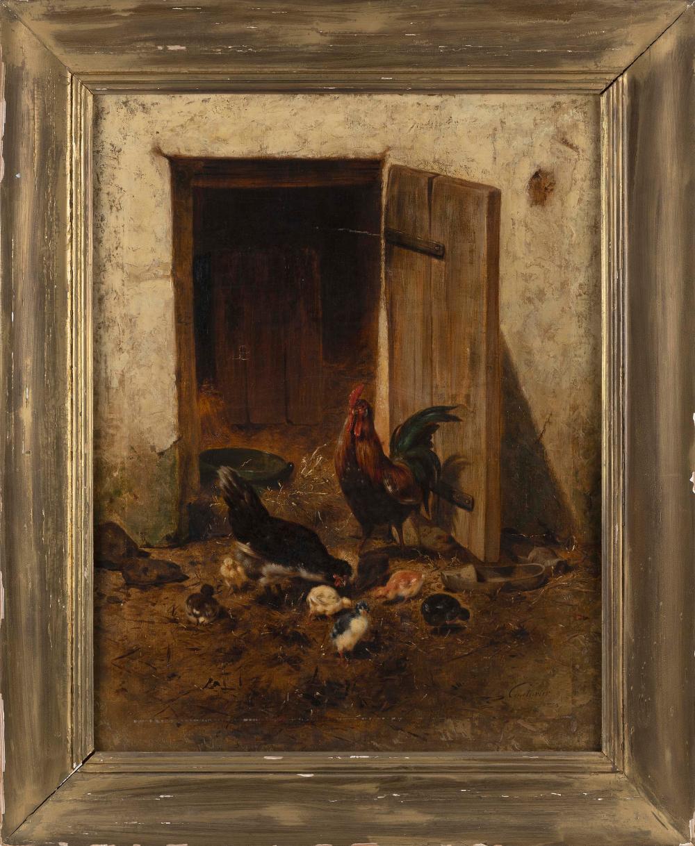 Appraisal: PHILBERT LEON COUTURIER FRANCE - BARNYARD SCENE WITH CHICKENS OIL