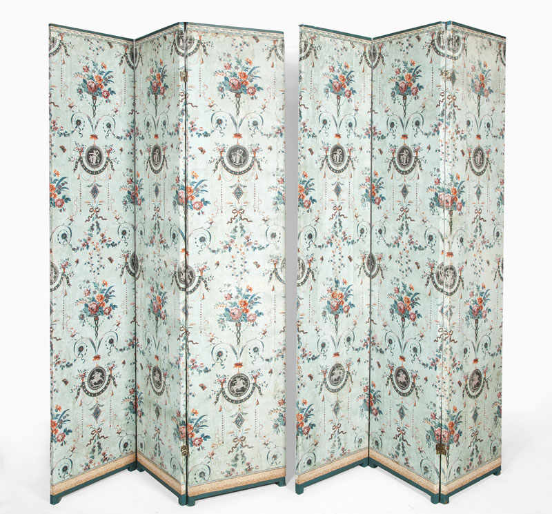 Appraisal: FRENCH PAPIER PEINTE TEN PANEL SCREEN Manufactured by Reveillon th