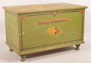 Appraisal: Lancaster PA Paint Decorated Softwood Blanket Chest Attributed to George