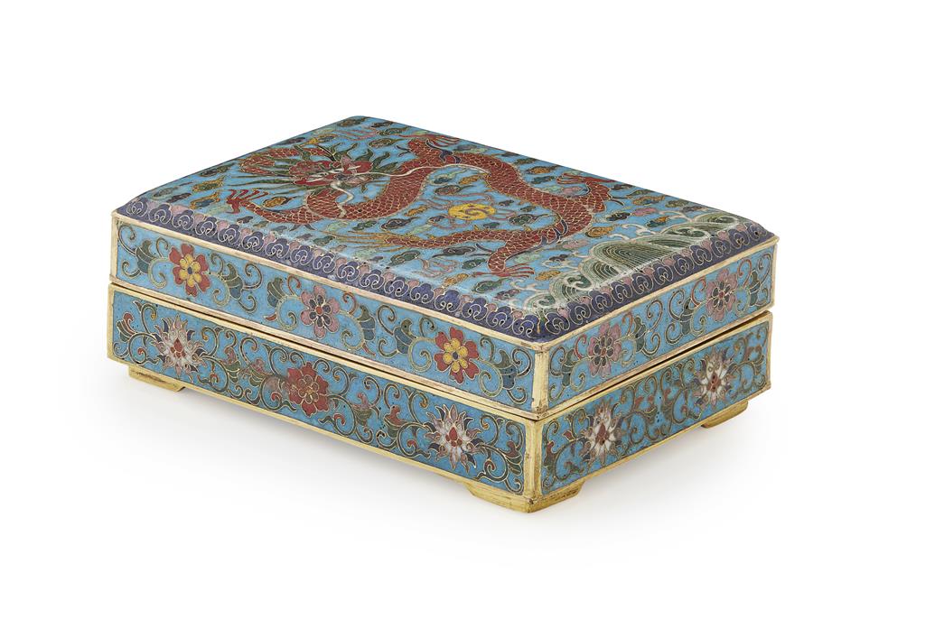 Appraisal: RECTANGULAR CLOISONN BOX AND COVER QING DYNASTY TH CENTURY the