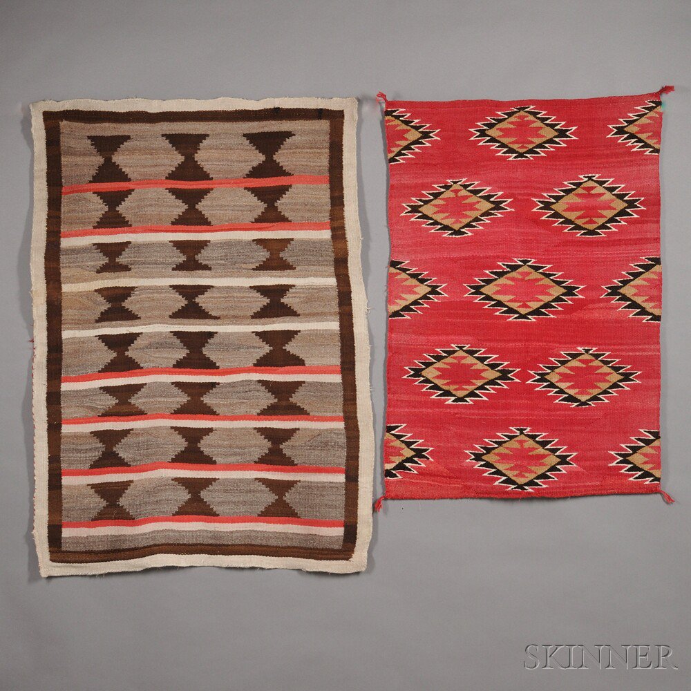 Appraisal: Two Navajo Weavings c both woven with homespun wool and