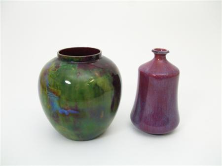 Appraisal: BERNARD MOORE OVOID FLAMB VASE CIRCA covered with flamb purple