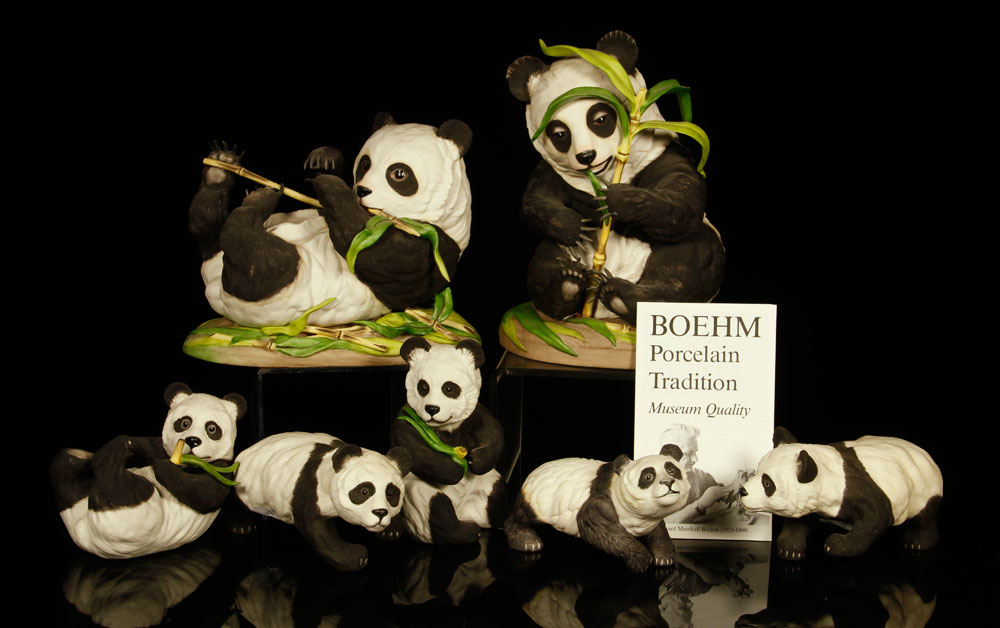 Appraisal: - Boehm Lot of Pandas Porcelain Boehm lot of seven