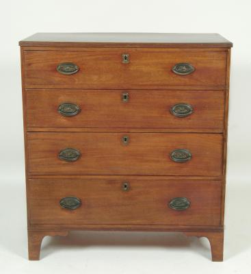 Appraisal: A GEORGE III MAHOGANY CHEST c crossbanded with stringing reeded