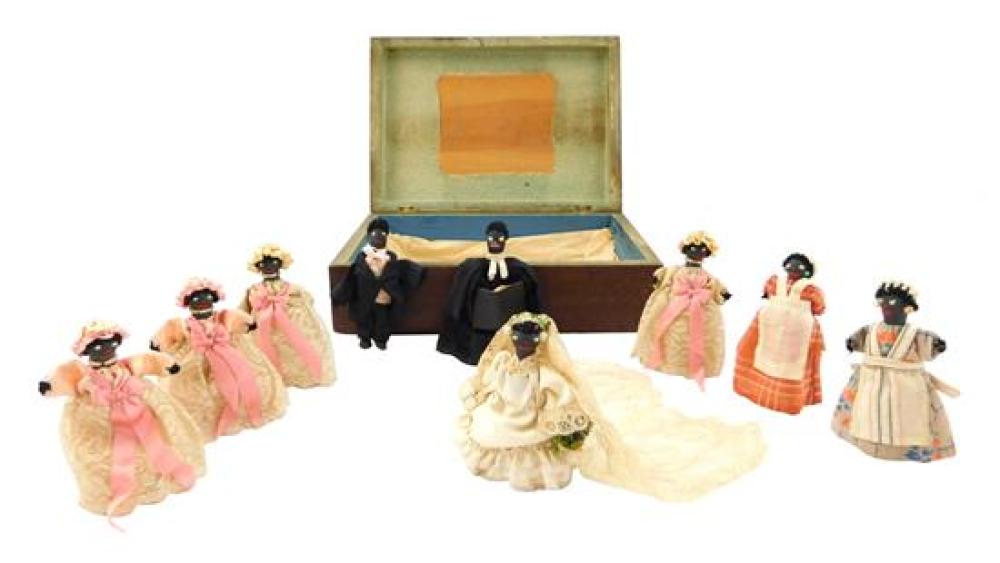 Appraisal: Black wedding party with nine handmaid dolls late th early