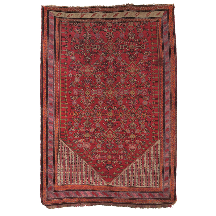 Appraisal: Persian Bidjar prayer rug c floral design on a red