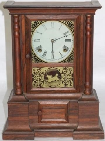 Appraisal: TH C ROSEWOOD VENEERED CONN SHELF CLOCK ATKINS CLOCK CO