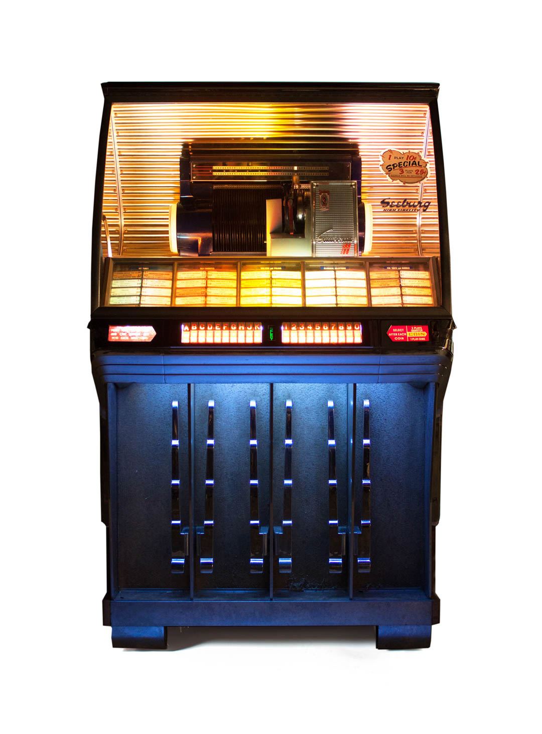 Appraisal: Seeburg Select-O-Matic jukebox chrome glass and burl walnut with full