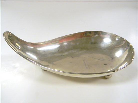 Appraisal: STERLING Anton Mexico modern design asymmetrical dish raised on three