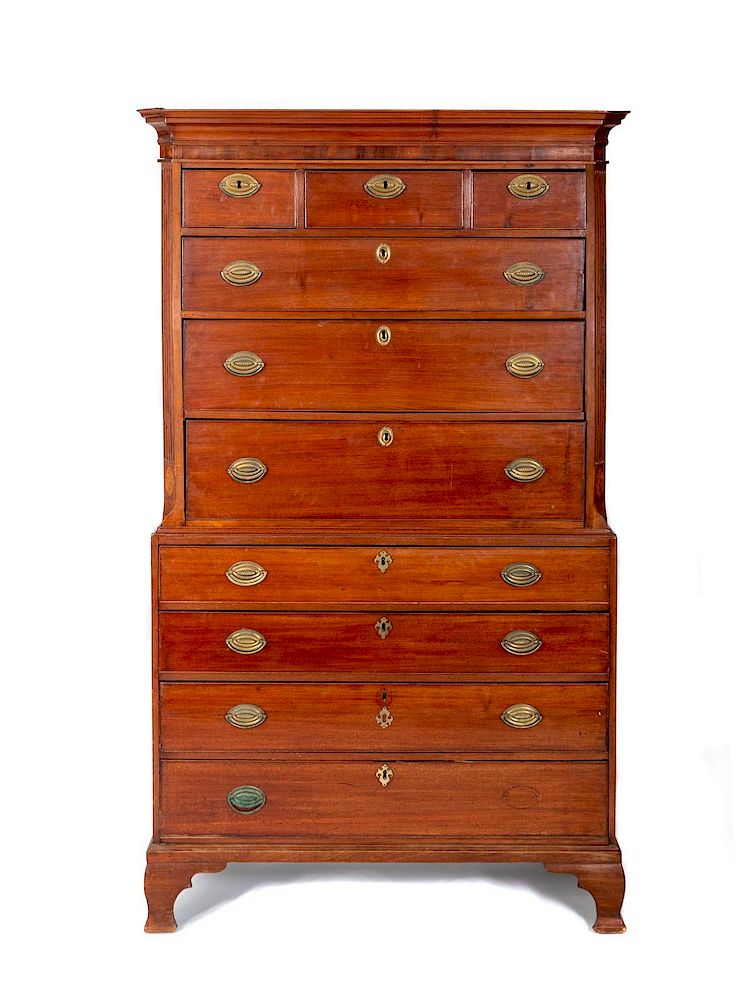 Appraisal: An American Chippendale Chest-on-Chest Height x width x depth inches