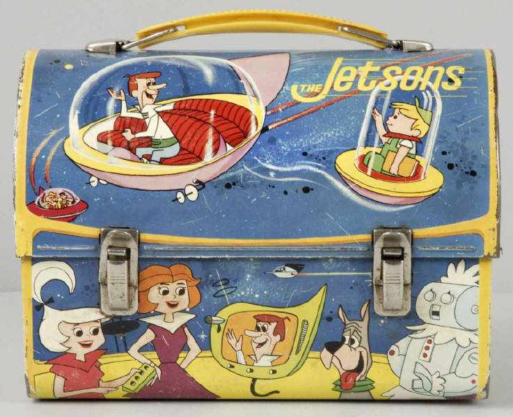 Appraisal: The Jetsons Metal Lunchbox Thermos Description This Jetsons box has