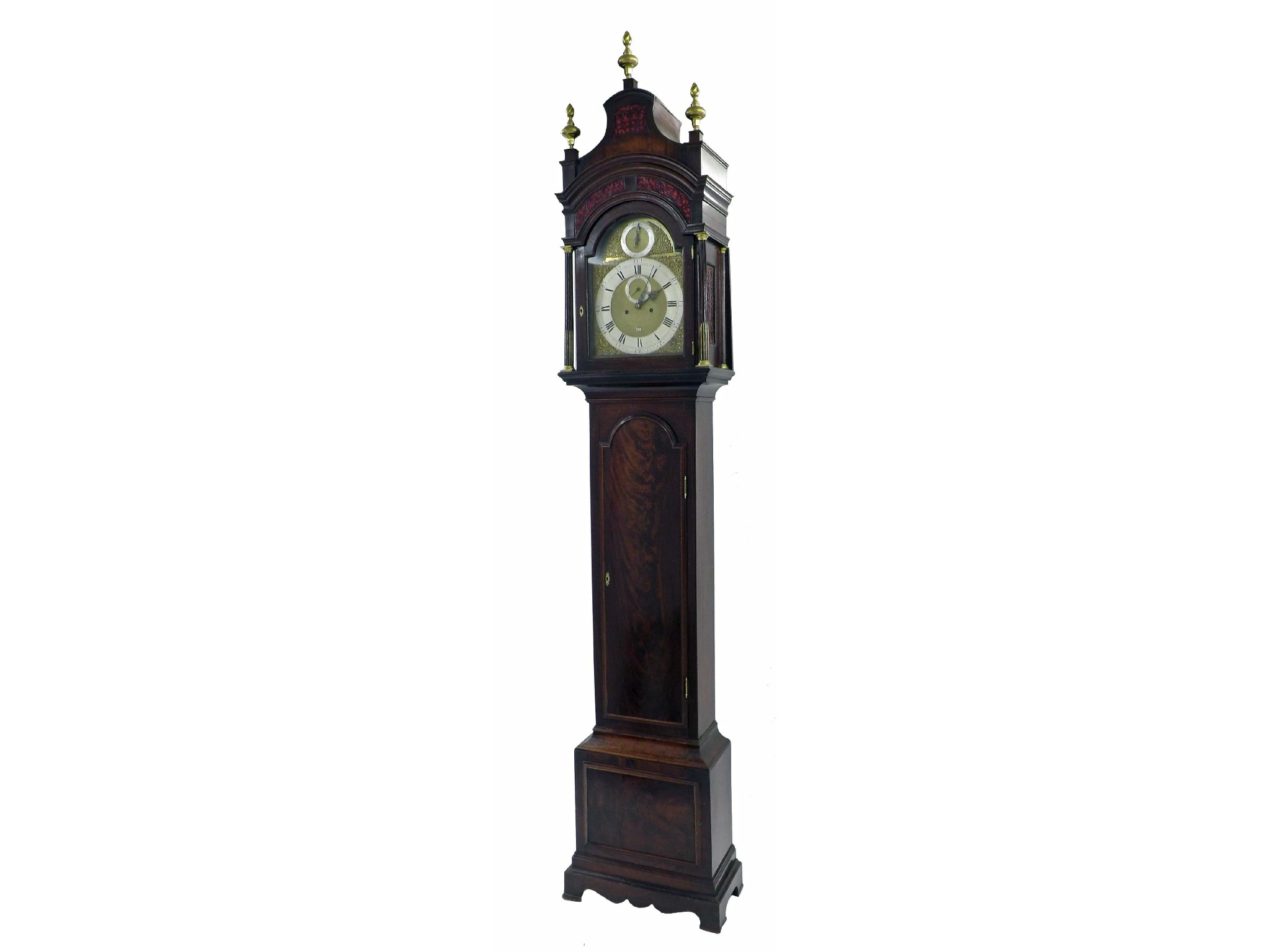 Appraisal: Good mahogany eight day five pillar longcase clock the brass