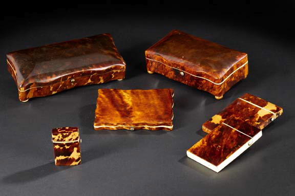 Appraisal: English Serpentine-Edged Tortoiseshell Dressing Table Box fourth quarter th century