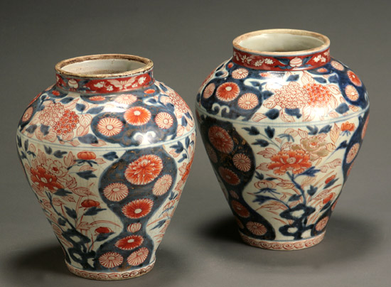 Appraisal: Pair of Imari Polychrome and Gilt Vases Edo Period th