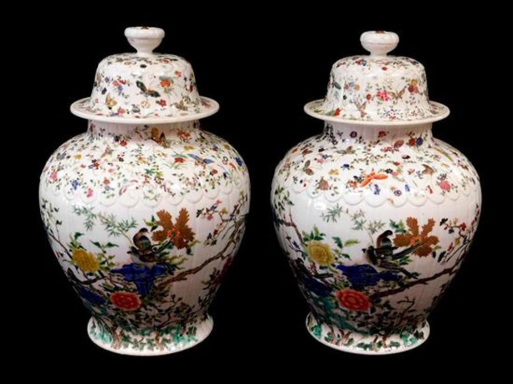 Appraisal: ASIAN Pair of oversized porcelain jars Chinese style th C