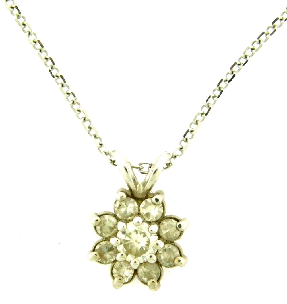 Appraisal: Jewelry K Diamond pendant with chain floral design pendant with