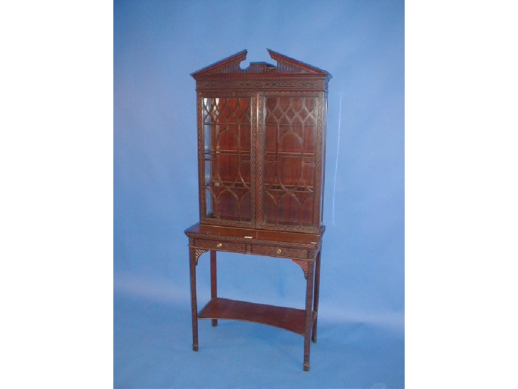 Appraisal: A late thC Chippendale revival mahogany display cabinet on stand