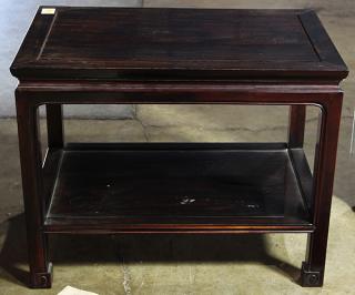 Appraisal: Chinese Wooden Tiered Side Table Chinese hardwood side table with