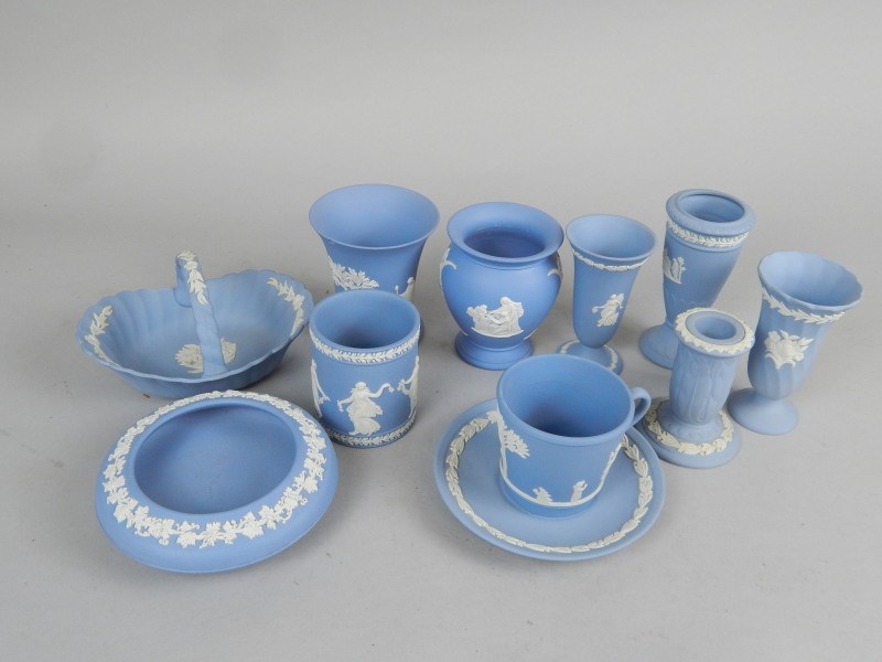 Appraisal: Various items of Wedgwood blue Jasperware to include a candlestick