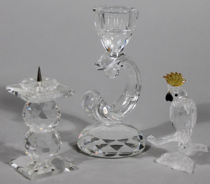 Appraisal: Various Swarovski crystal comprising candlestick with 'C' scroll stem cm