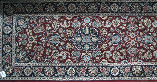 Appraisal: Oriental Runner China Kashan Hand Made Dark Red Field with