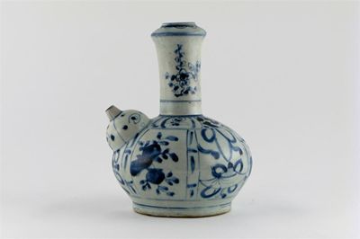 Appraisal: A Chinese blue and white kendi typically painted with panels