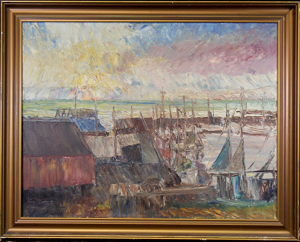 Appraisal: Signed th C Impressionist Harbor Scene Signed th C Impressionist