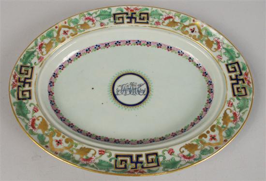 Appraisal: CHINESE EXPORT PORCELAIN COVERED VEGETABLE DISH with family monogram length