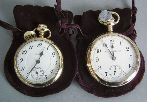 Appraisal: Two Hamilton -jewel gold filled open face pocket watches