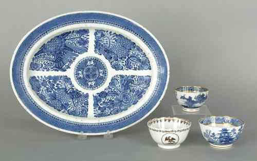 Appraisal: Chinese export porcelain blue and white Fitzhugh platter early th