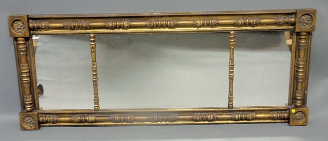 Appraisal: Empire gilt three-part overmantel mirror l x h