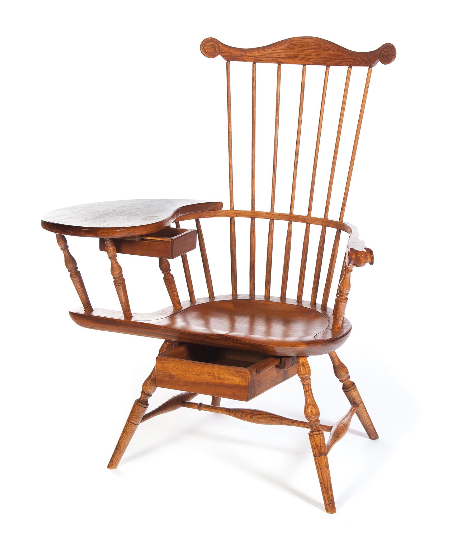 Appraisal: RICHARD GRELL WRITING ARM WINDSOR CHAIR Hudson Ohio th century