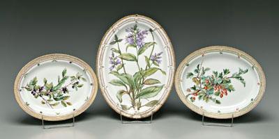 Appraisal: Three Flora Danica serving platters sawtooth borders with gilt highlights