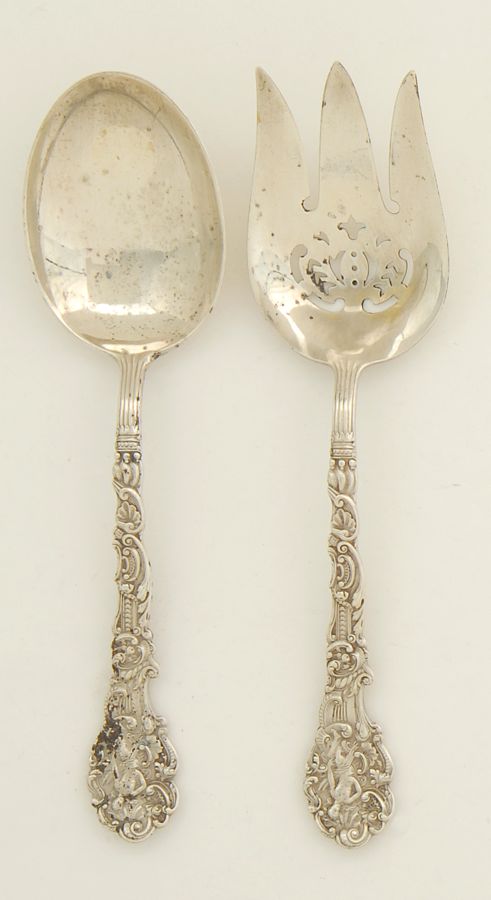 Appraisal: GORHAM TWO-PIECE STERLING SILVER SALAD SET In the Versailles pattern