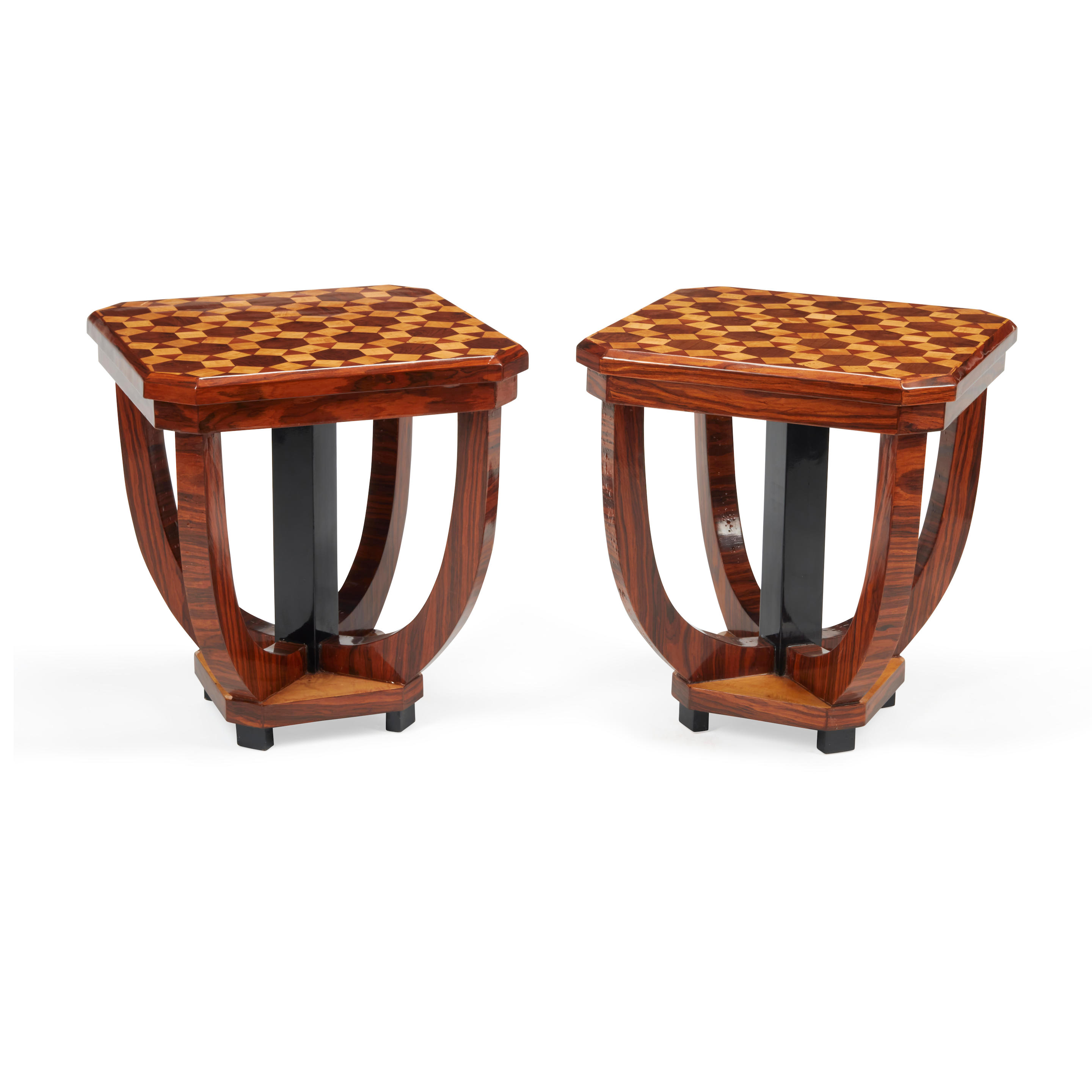 Appraisal: A PAIR OF ART DECO STYLE INLAID OCCASIONAL TABLES height