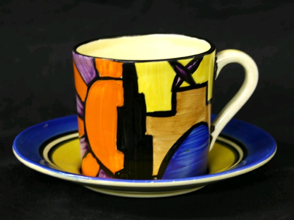 Appraisal: Clarice Cliff 'Sunray' Bizarre coffee cup and saucer